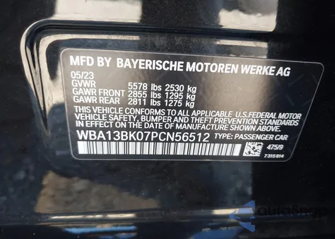 2023 BMW M550 I xDrive z USA, uszkodzony, nr VIN WBA13BK07PCN56512